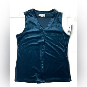Vintage Bedford Fair Women’s Medium Petite‎ Velvet Button Up Vest Shirt 90s 80s